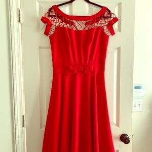 Tatyana vintage style red netting dress ‘alika’
